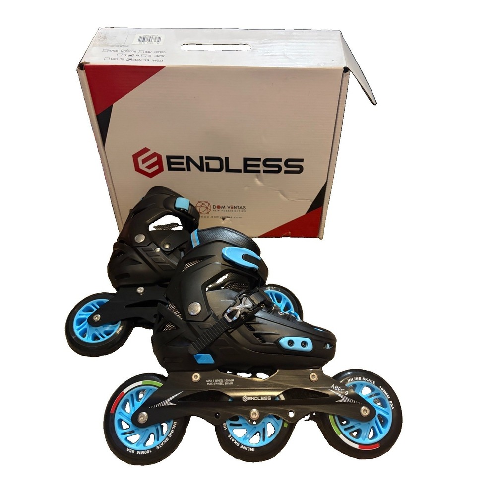 Endless EL-1033 Adjustable Inline Skates-Medium-Blue New w/damaged box